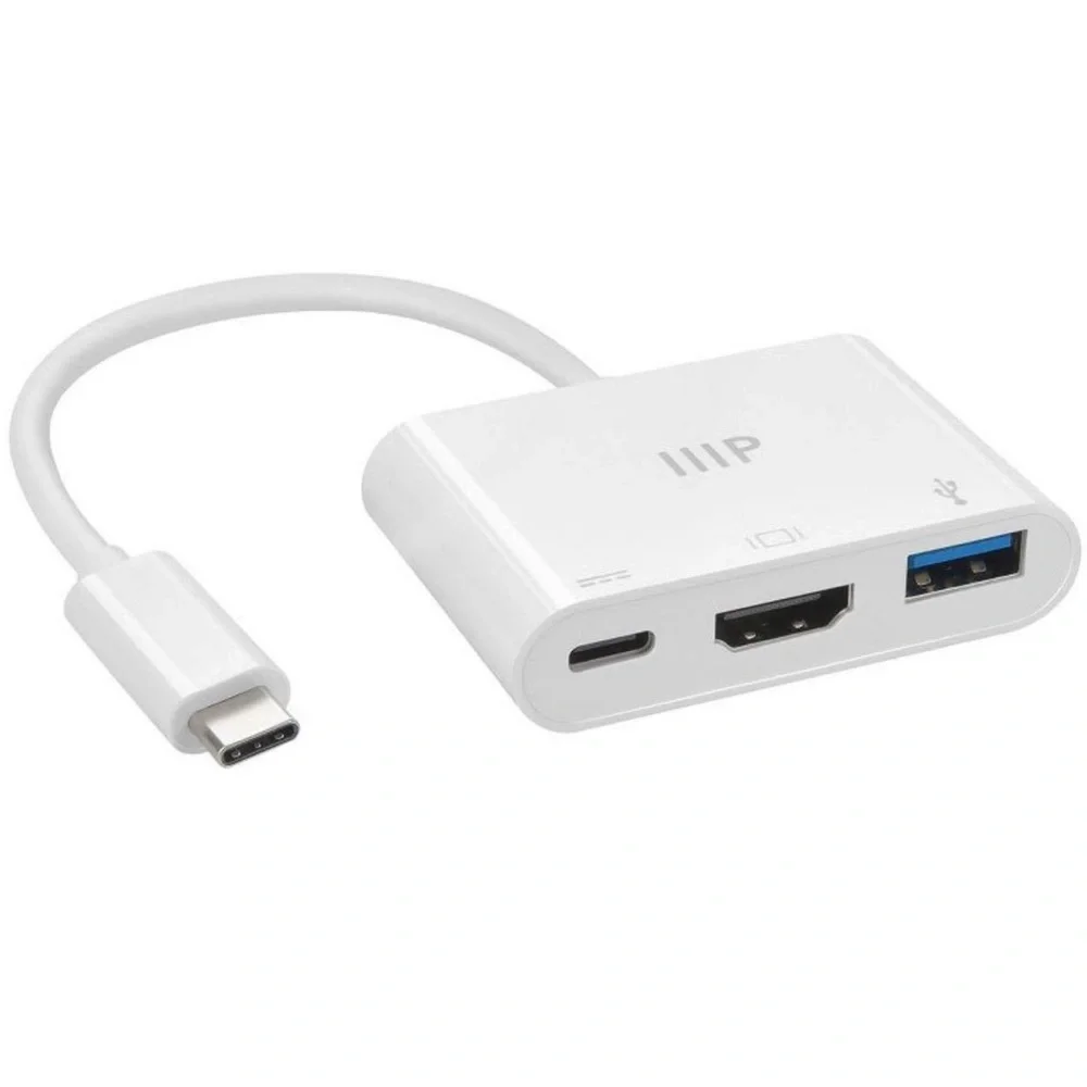 NWT Monoprice 3-in-1 USB-C to HDMI Multiport Adapter Compatible USB-C Laptops
